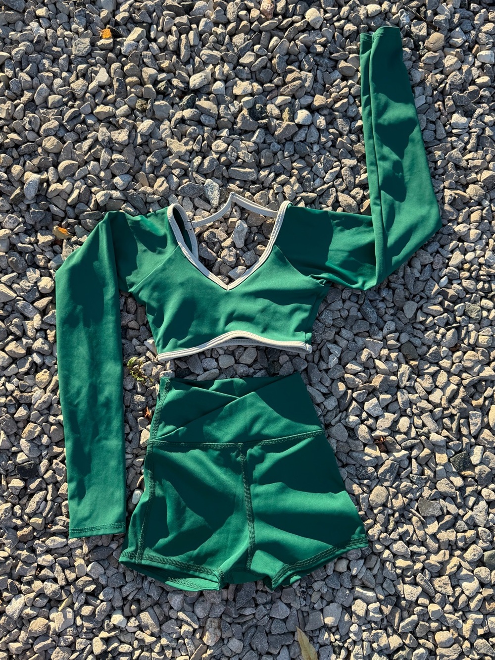 Tiger Friday Set: Hot Cross Shorties - Evergreen & Heavenly Long Sleeve Crop Ivy